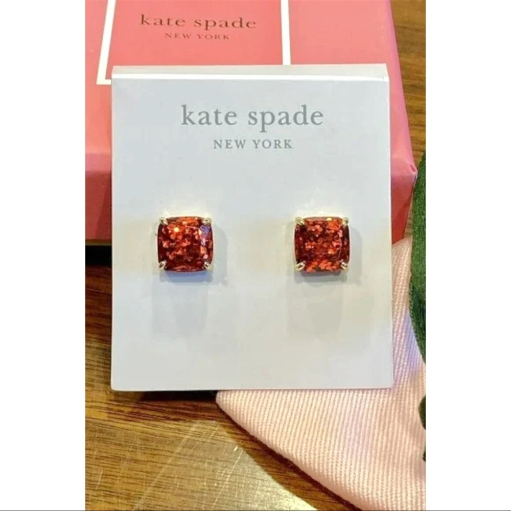 Kate Spade New York Mini Small Square Studs Earrings Red
